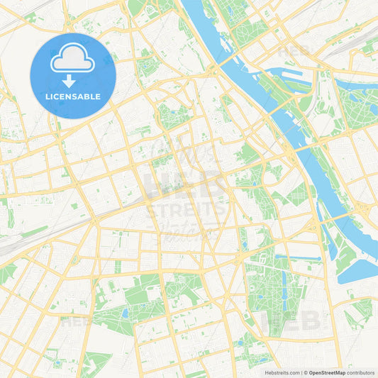 Warsaw, Poland Vector Map - Classic Colors