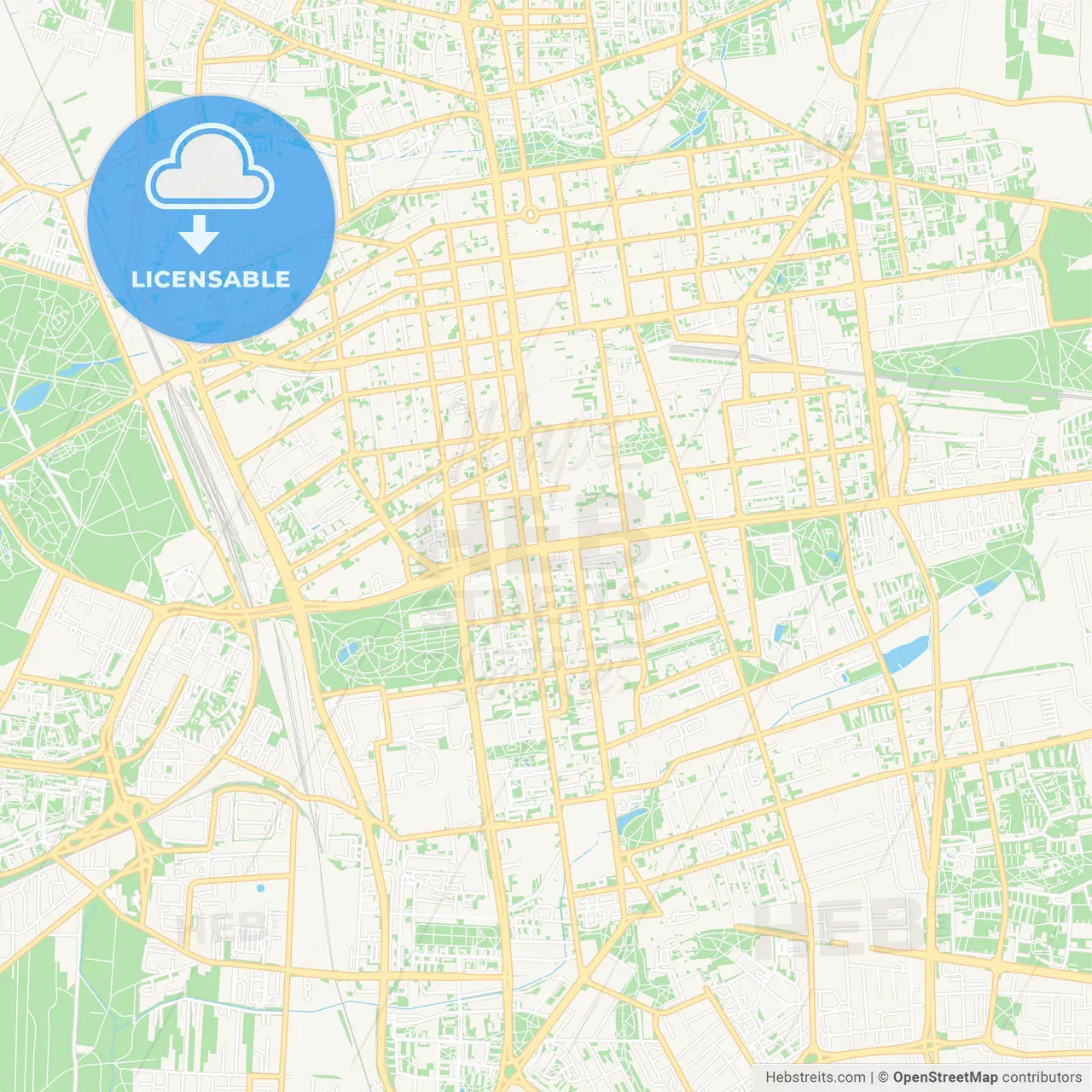 Lodz, Poland Vector Map - Classic Colors