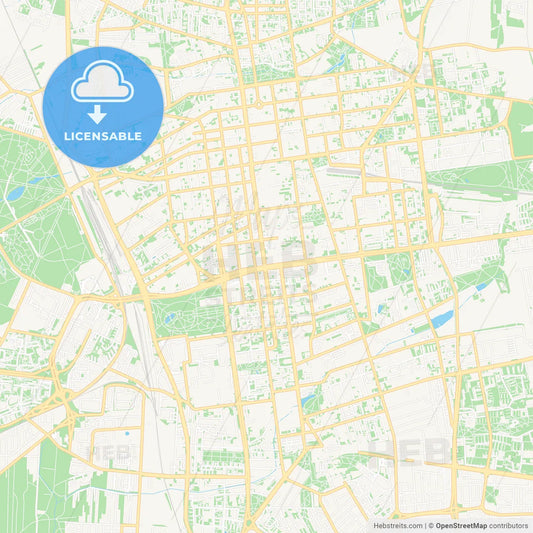 Lodz, Poland Vector Map - Classic Colors