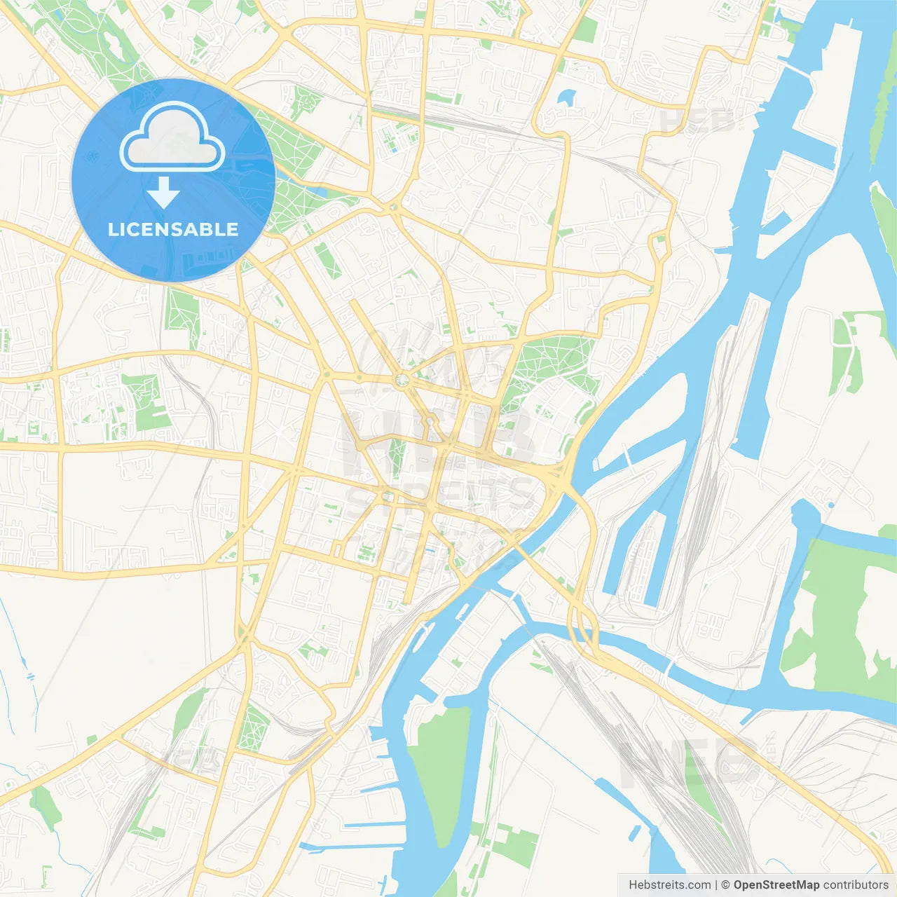 Szczecin, Poland Vector Map - Classic Colors