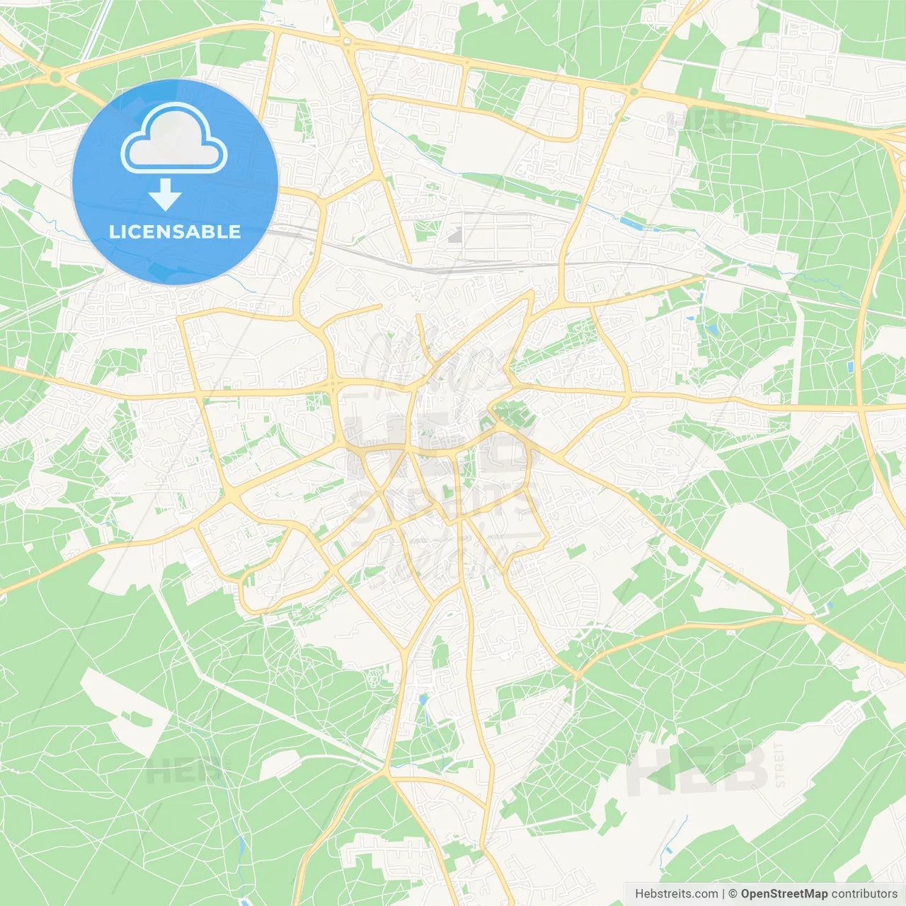 Zielona Gora, Poland Vector Map - Classic Colors