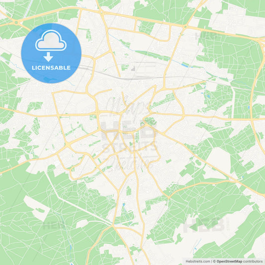Zielona Gora, Poland Vector Map - Classic Colors