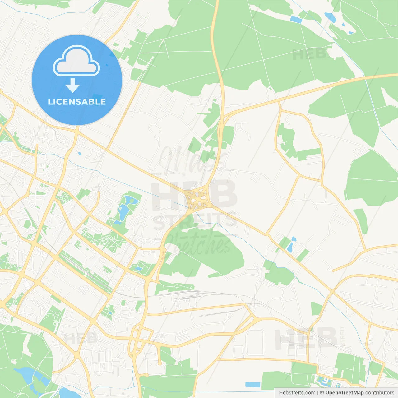 Tychy, Poland Vector Map - Classic Colors