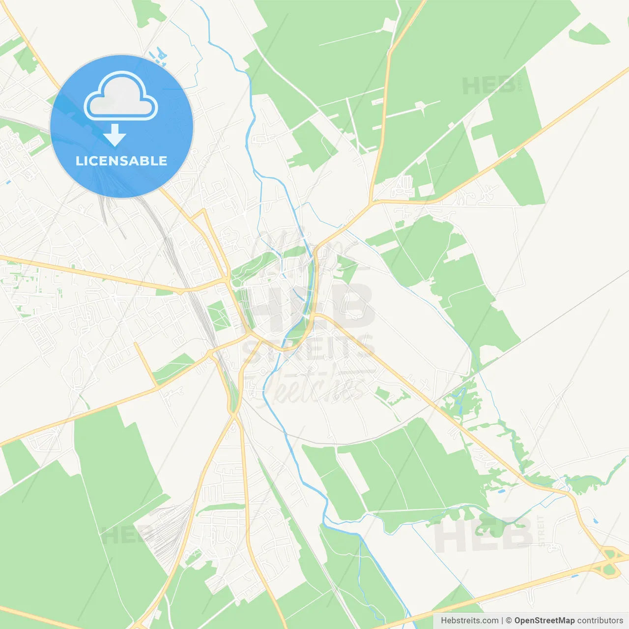 Stargard, Poland Vector Map - Classic Colors