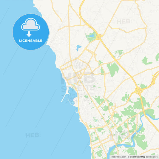 Povoa de Varzim, Portugal Vector Map - Classic Colors
