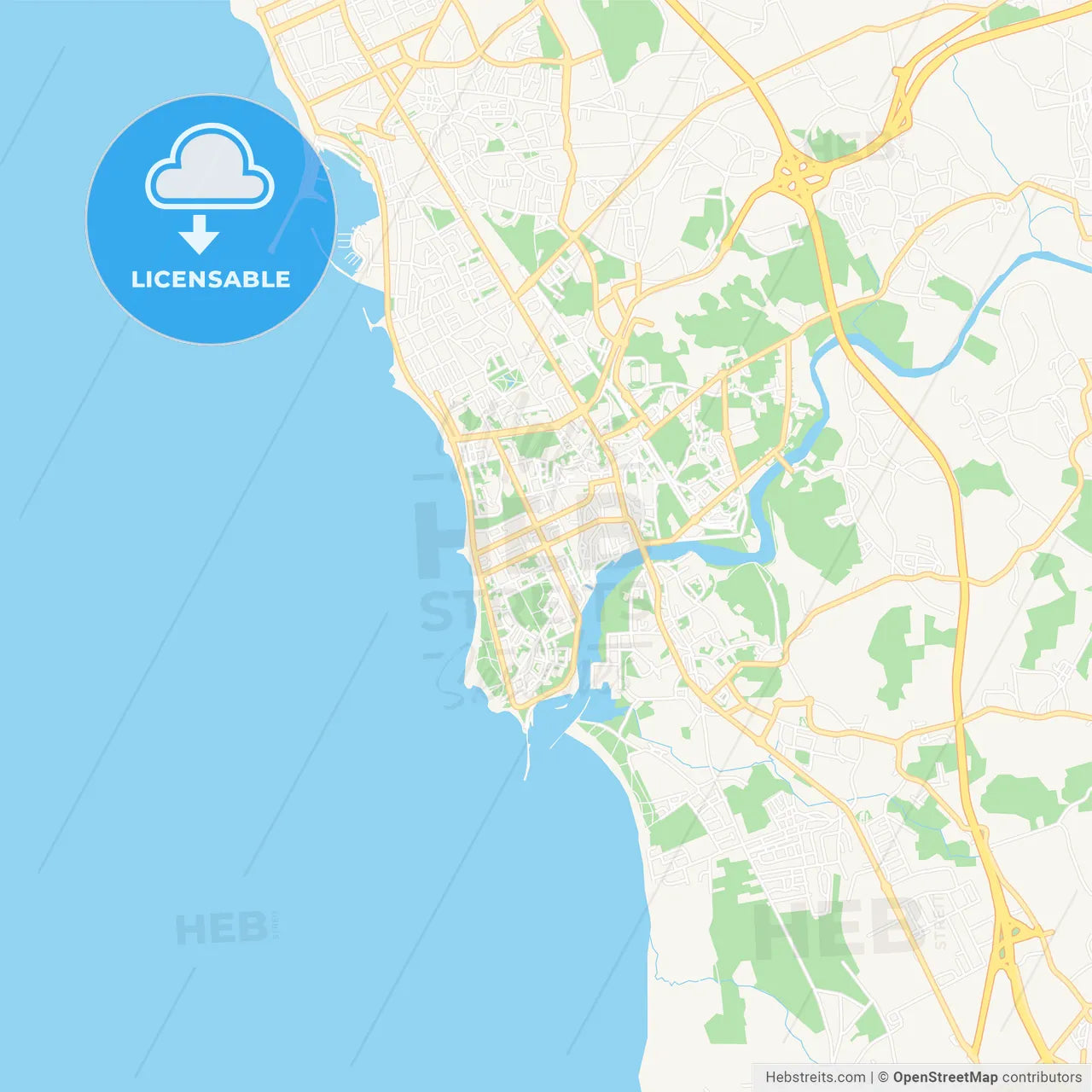 Vila do Conde, Portugal Vector Map - Classic Colors