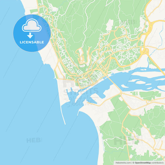 Viana do Castelo, Portugal Vector Map - Classic Colors