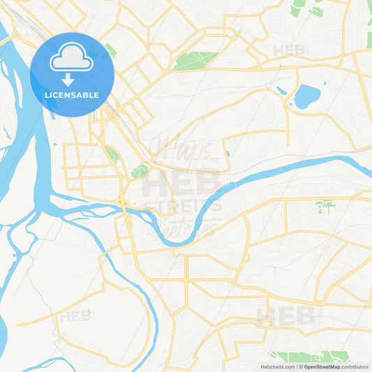 Ulan-Ude, Russia Vector Map - Classic Colors