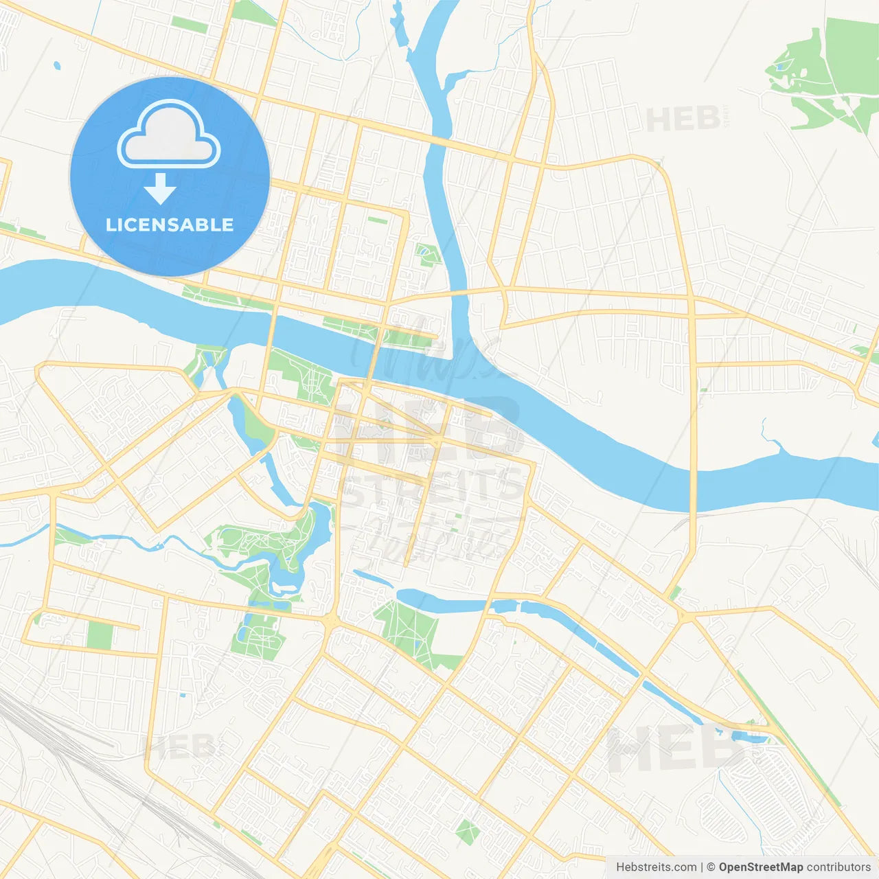 Tver, Russia Vector Map - Classic Colors