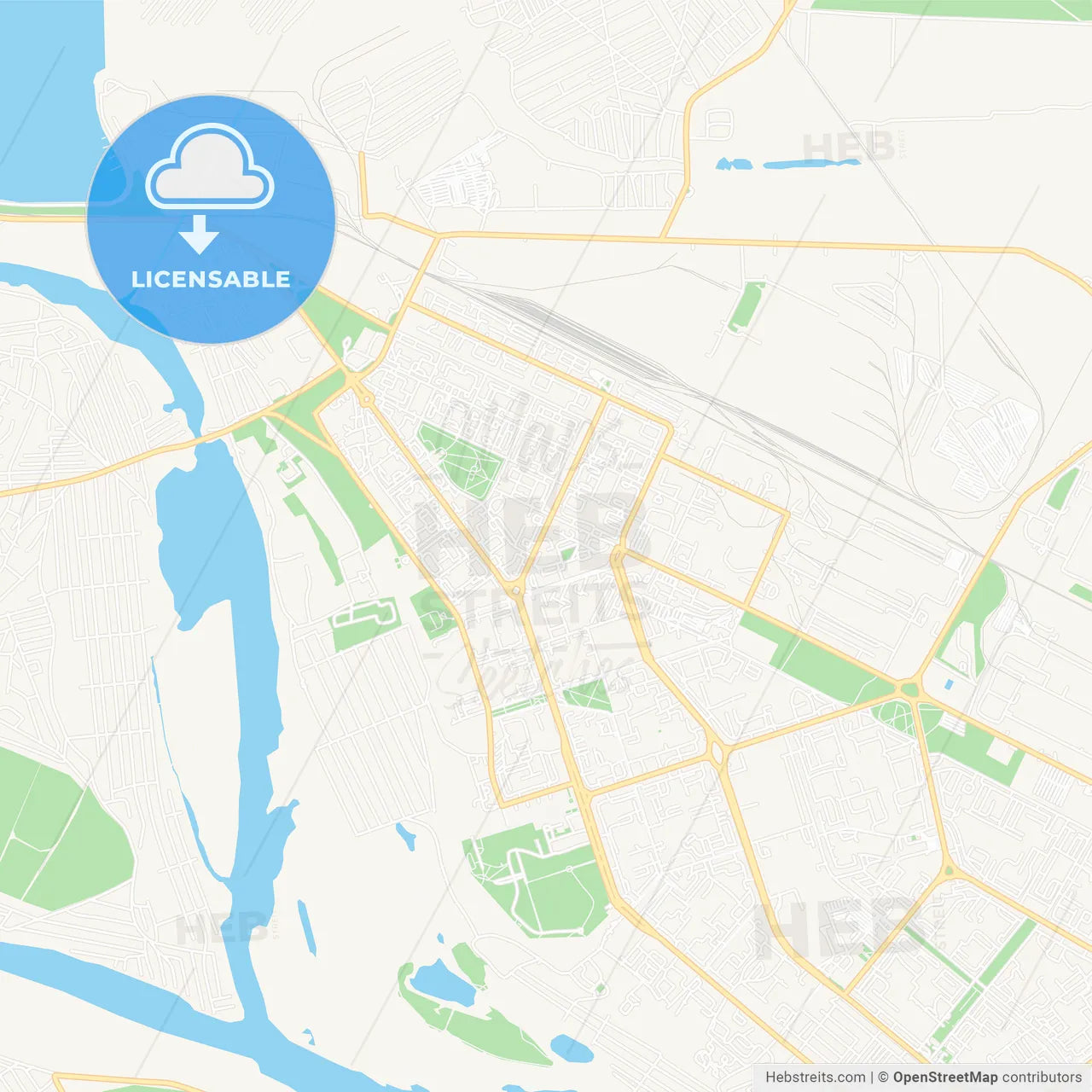 Volzhsky, Russia Vector Map - Classic Colors