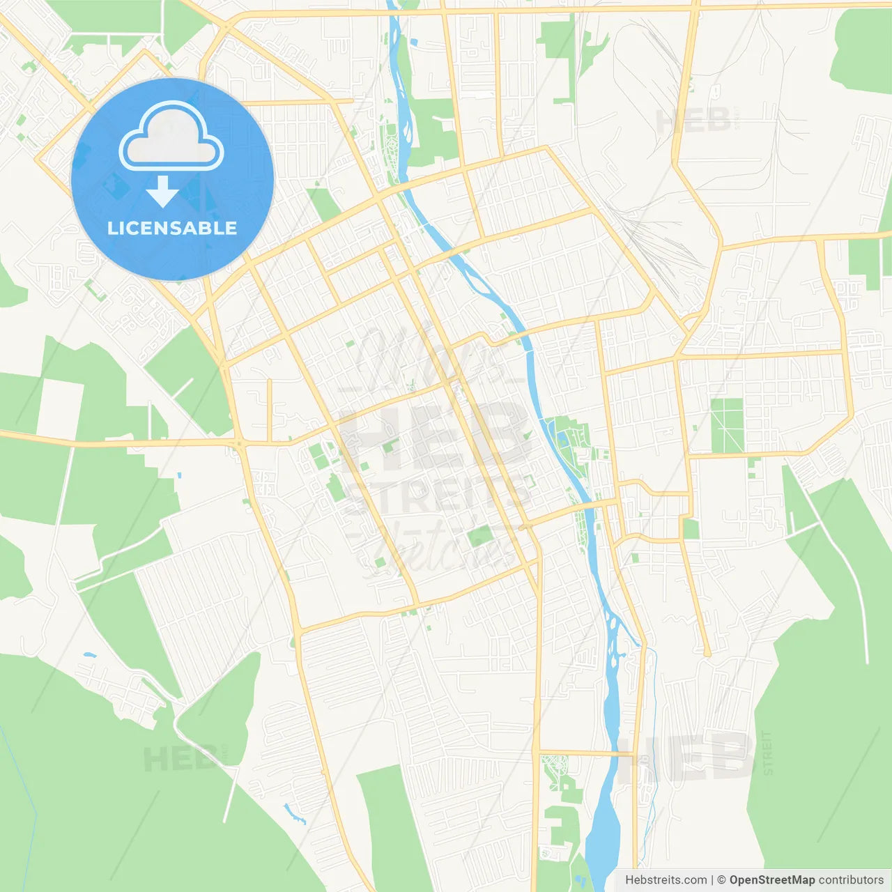 Vladikavkaz, Russia Vector Map - Classic Colors