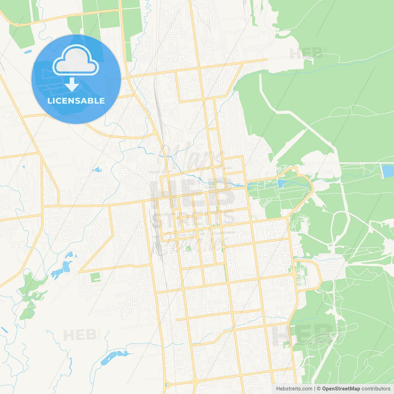 Yuzhno-Sakhalinsk, Russia Vector Map - Classic Colors