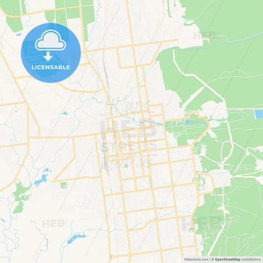 Yuzhno-Sakhalinsk, Russia Vector Map - Classic Colors