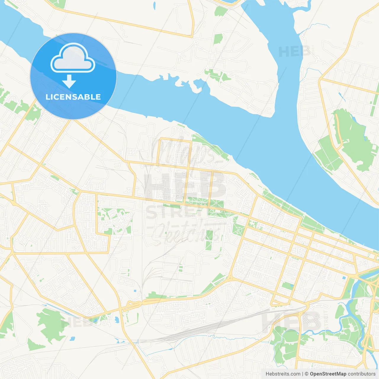 Rybinsk, Russia Vector Map - Classic Colors