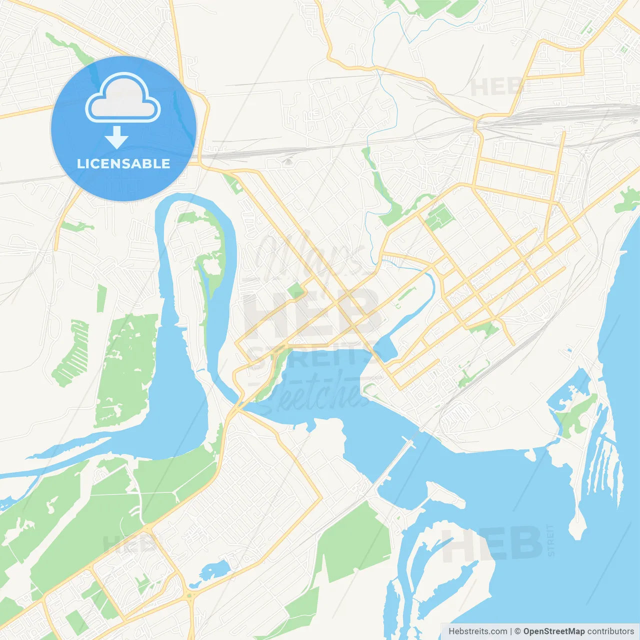 Syzran, Russia Vector Map - Classic Colors