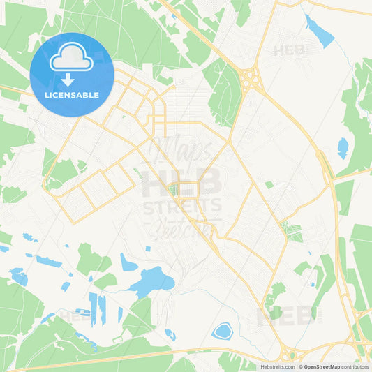 Verkhnyaya Pyshma, Russia Vector Map - Classic Colors