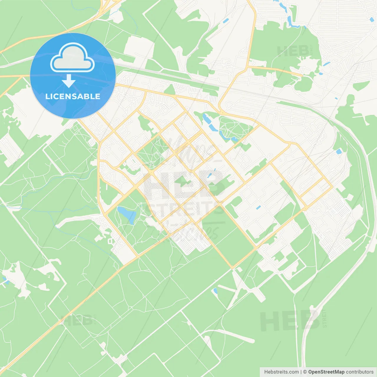 Zarechny, Russia Vector Map - Classic Colors