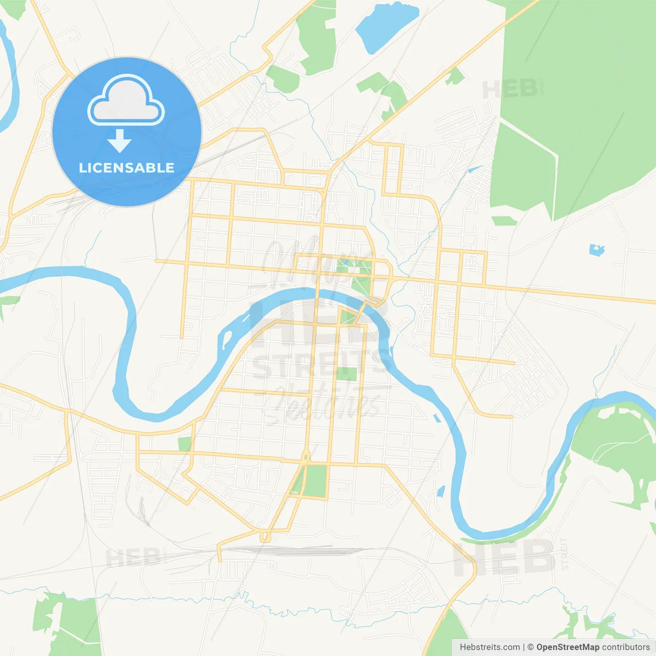 Rzhev, Russia Vector Map - Classic Colors