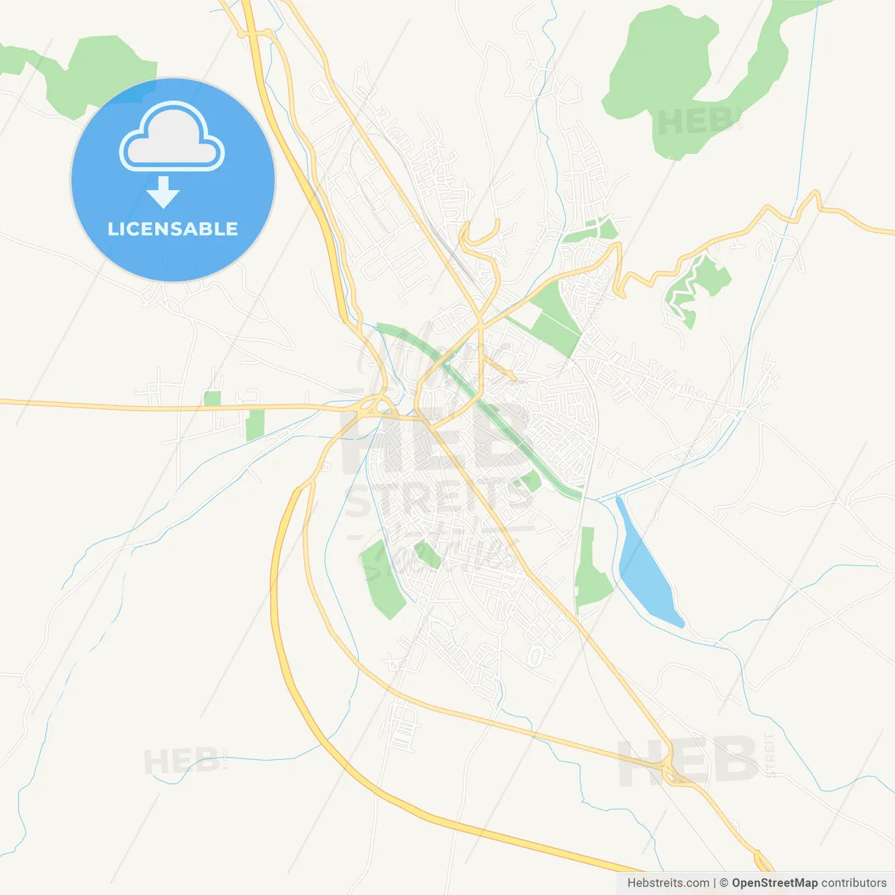 Pirot, Serbia Vector Map - Classic Colors