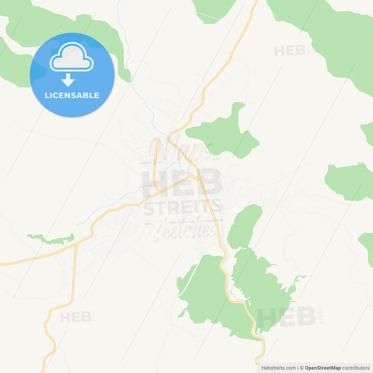 Tutin, Serbia Vector Map - Classic Colors