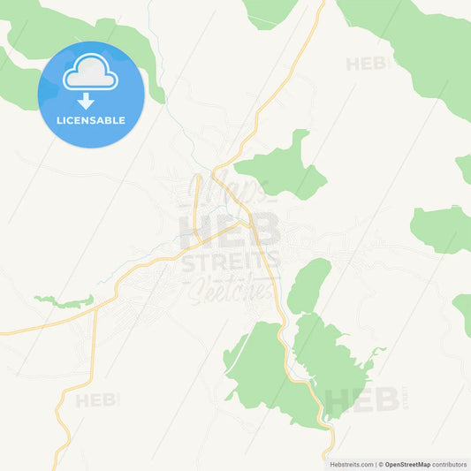 Tutin, Serbia Vector Map - Classic Colors