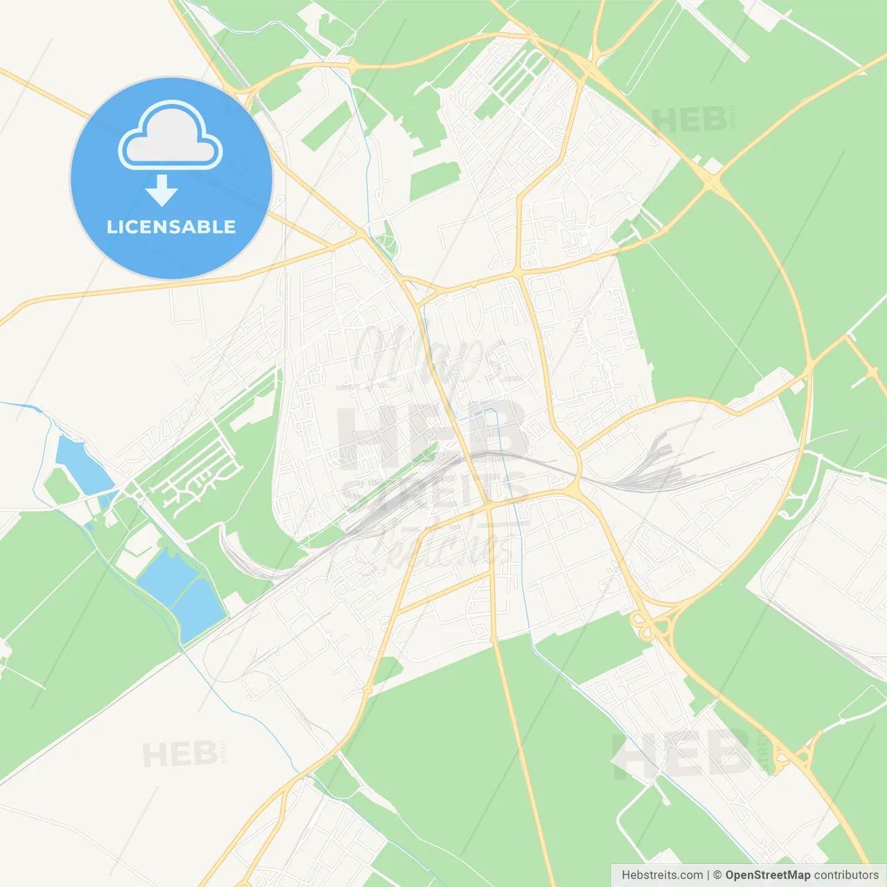 Trnava, Slovakia Vector Map - Classic Colors