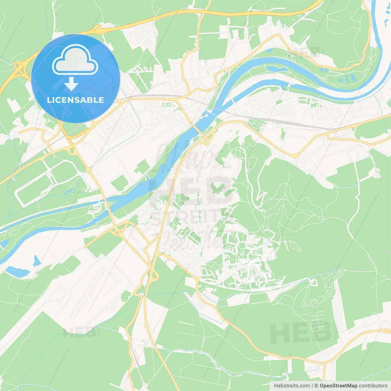 Trencin, Slovakia Vector Map - Classic Colors