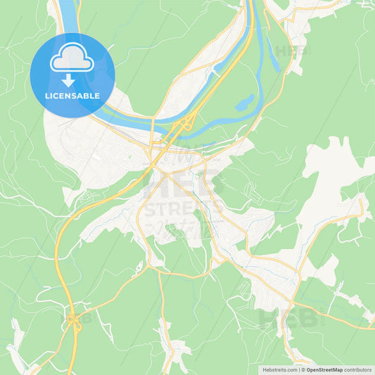 Povazska Bystrica, Slovakia Vector Map - Classic Colors