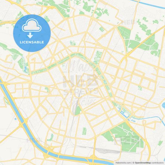 Valencia, Spain Vector Map - Classic Colors