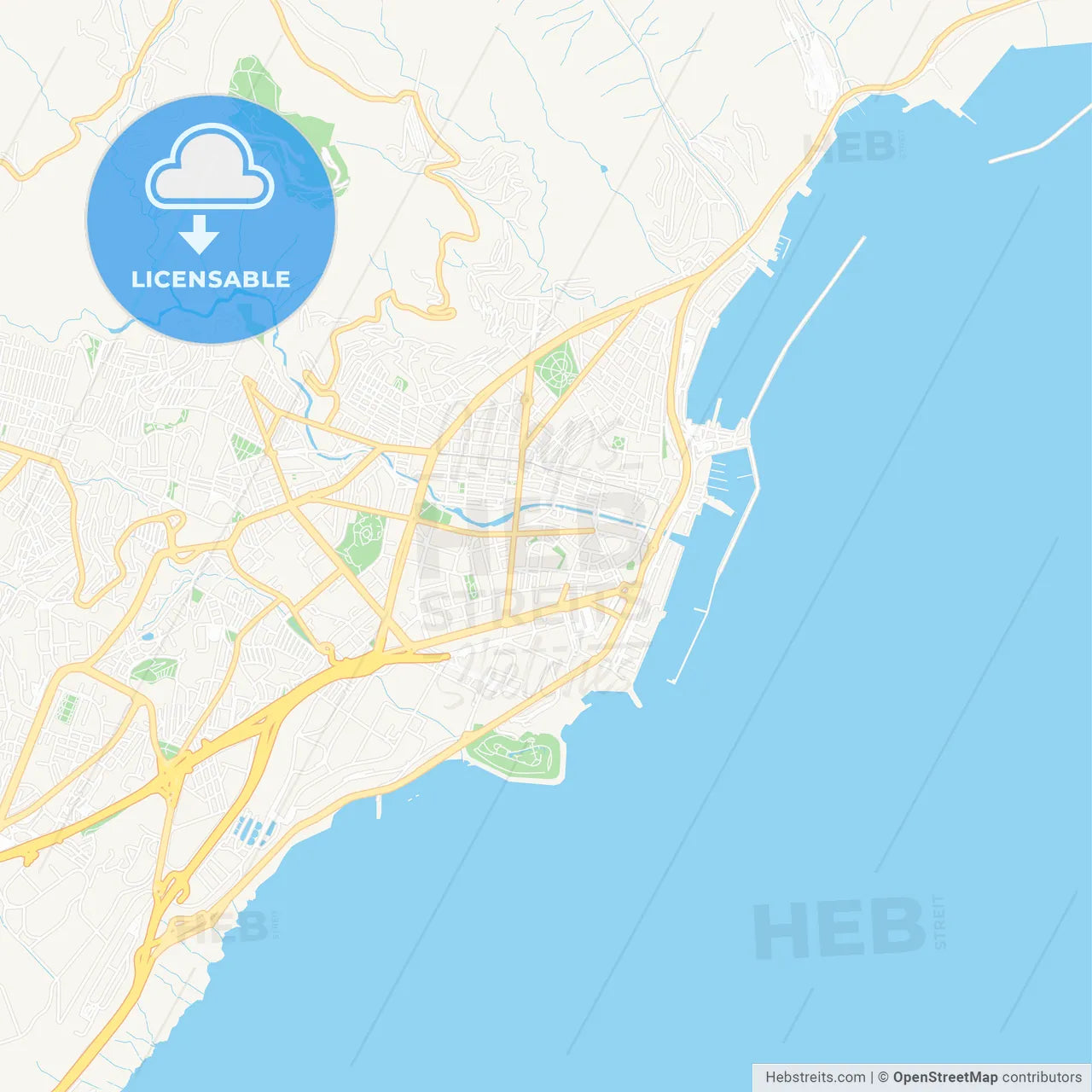 Santa Cruz de Tenerife, Spain Vector Map - Classic Colors