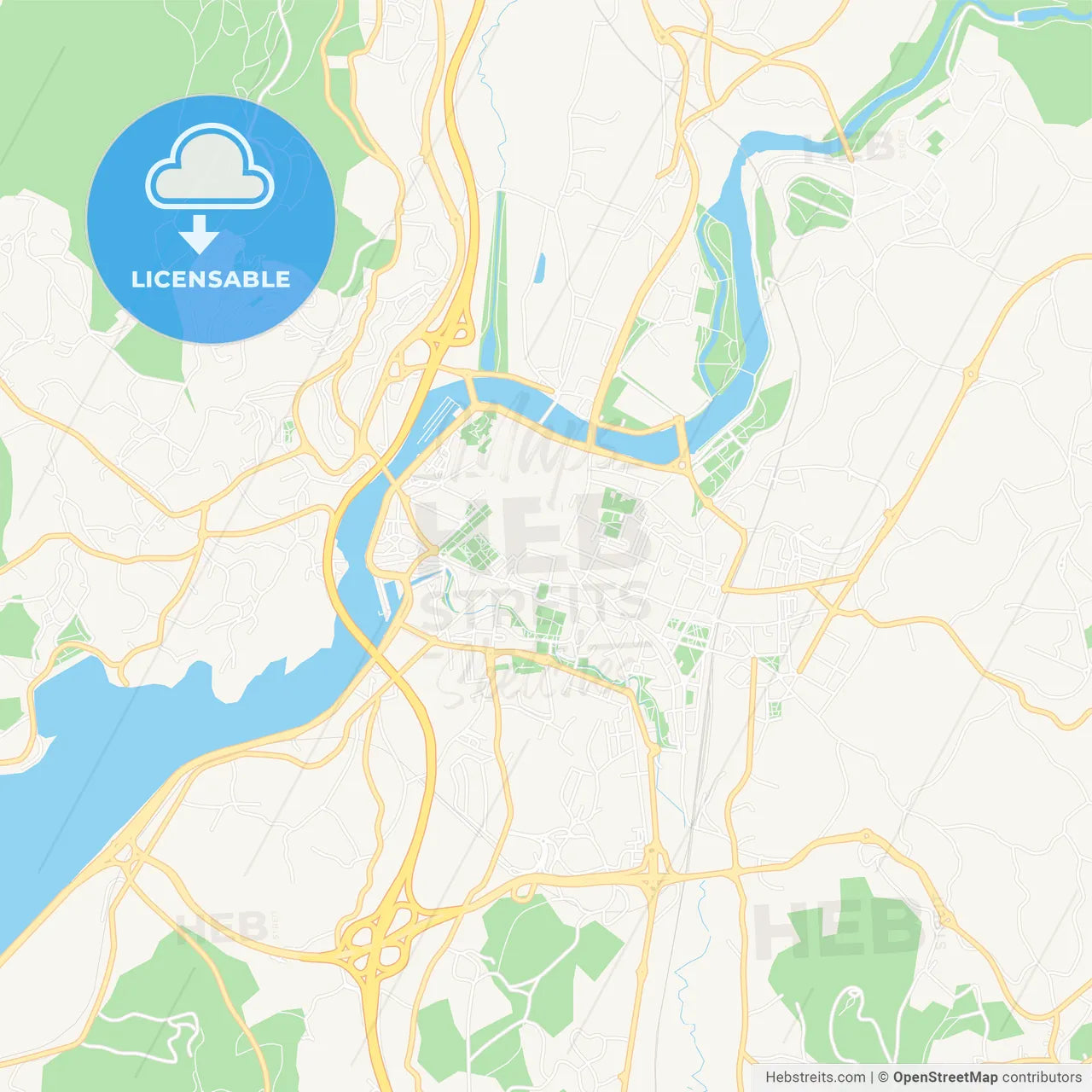 Pontevedra, Spain Vector Map - Classic Colors