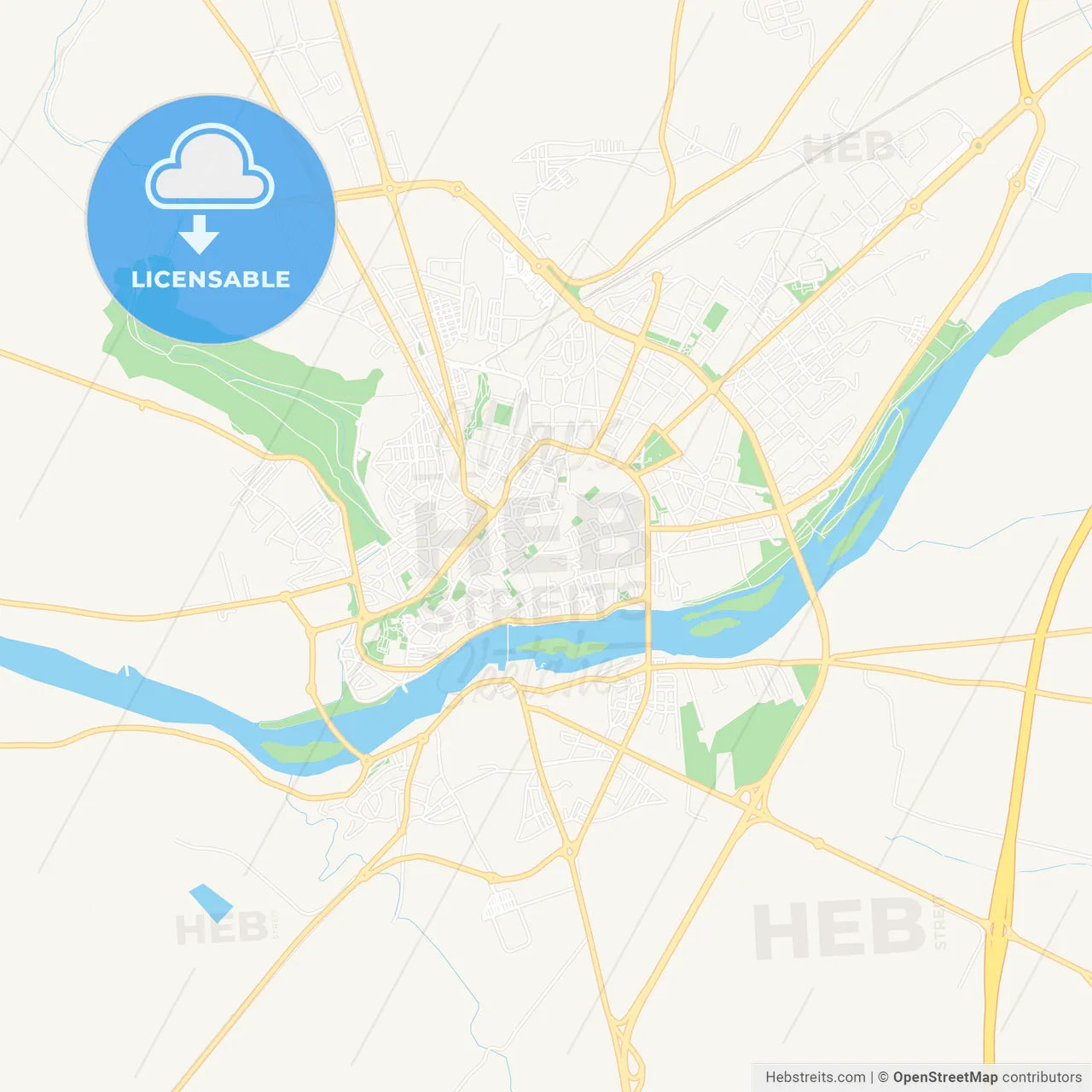 Zamora, Spain Vector Map - Classic Colors