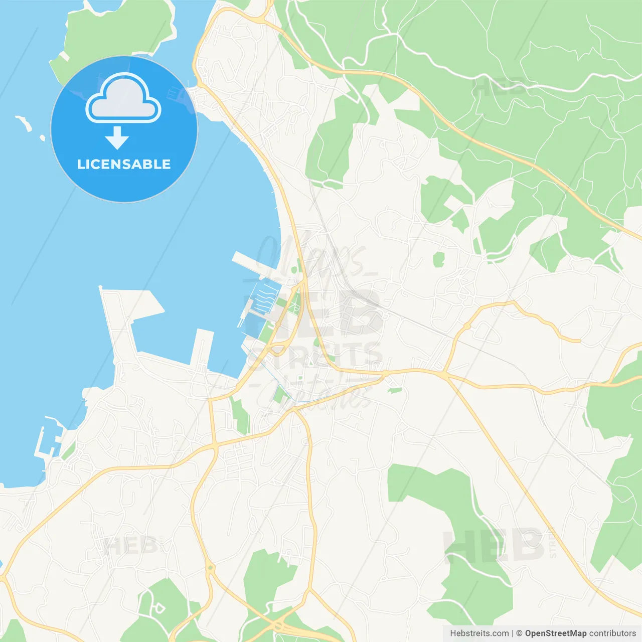 Vilagarcia de Arousa, Spain Vector Map - Classic Colors