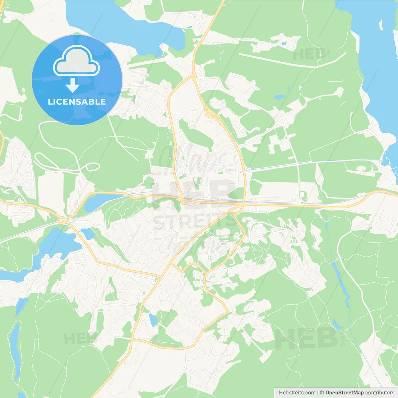 Tumba, Sweden Vector Map - Classic Colors