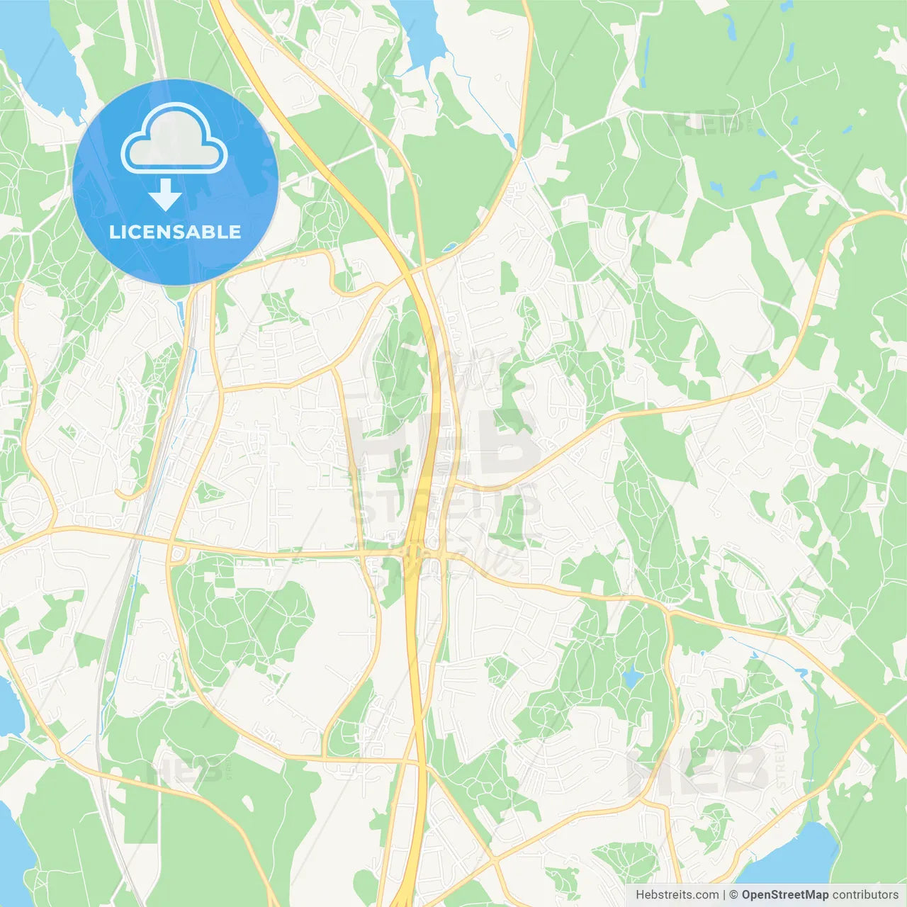 Upplands Vasby, Sweden Vector Map - Classic Colors