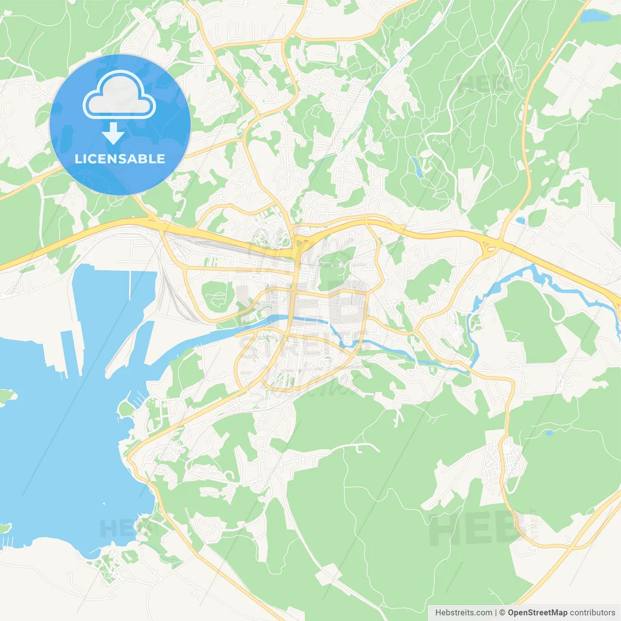 Uddevalla, Sweden Vector Map - Classic Colors