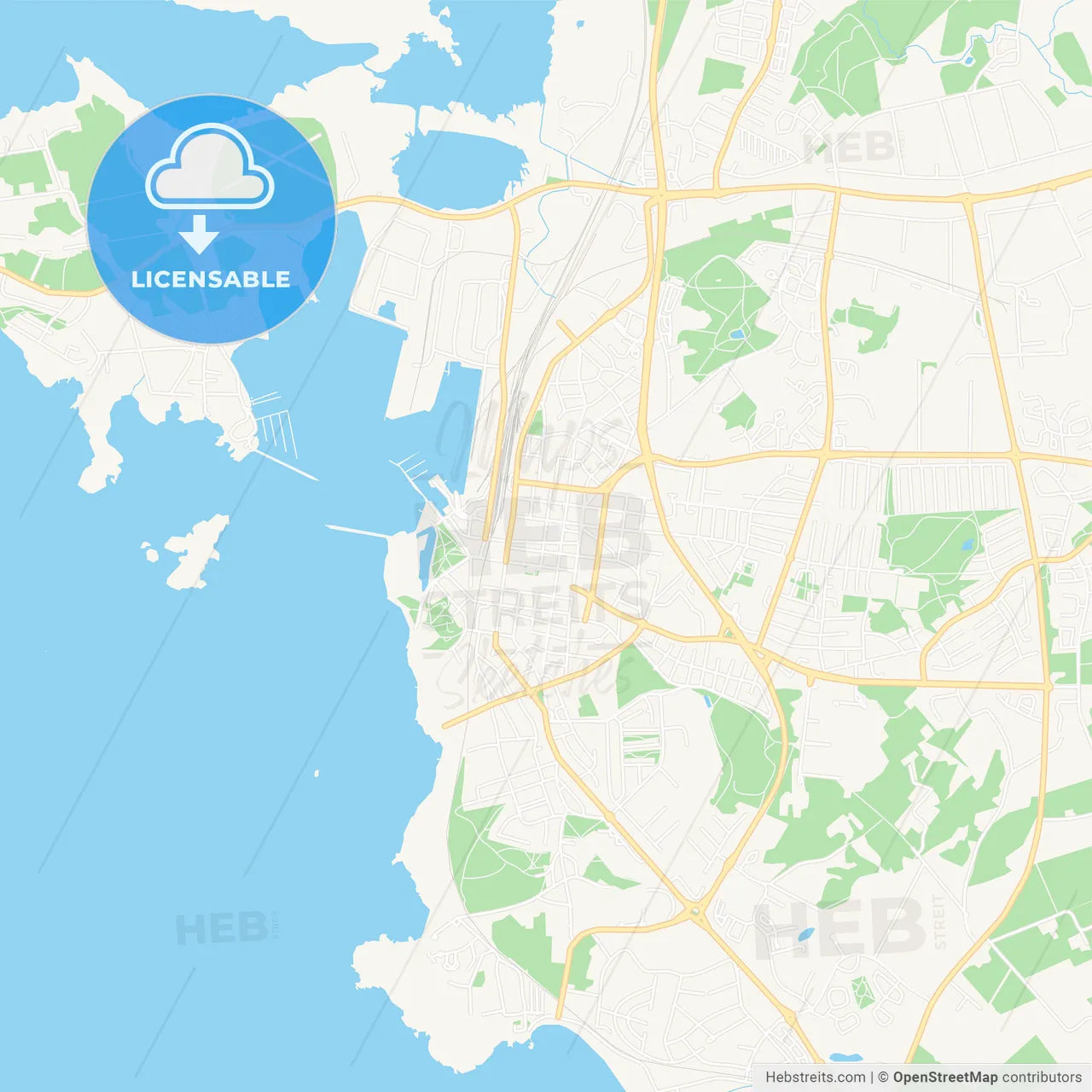 Varberg, Sweden Vector Map - Classic Colors – HEBSTREITS