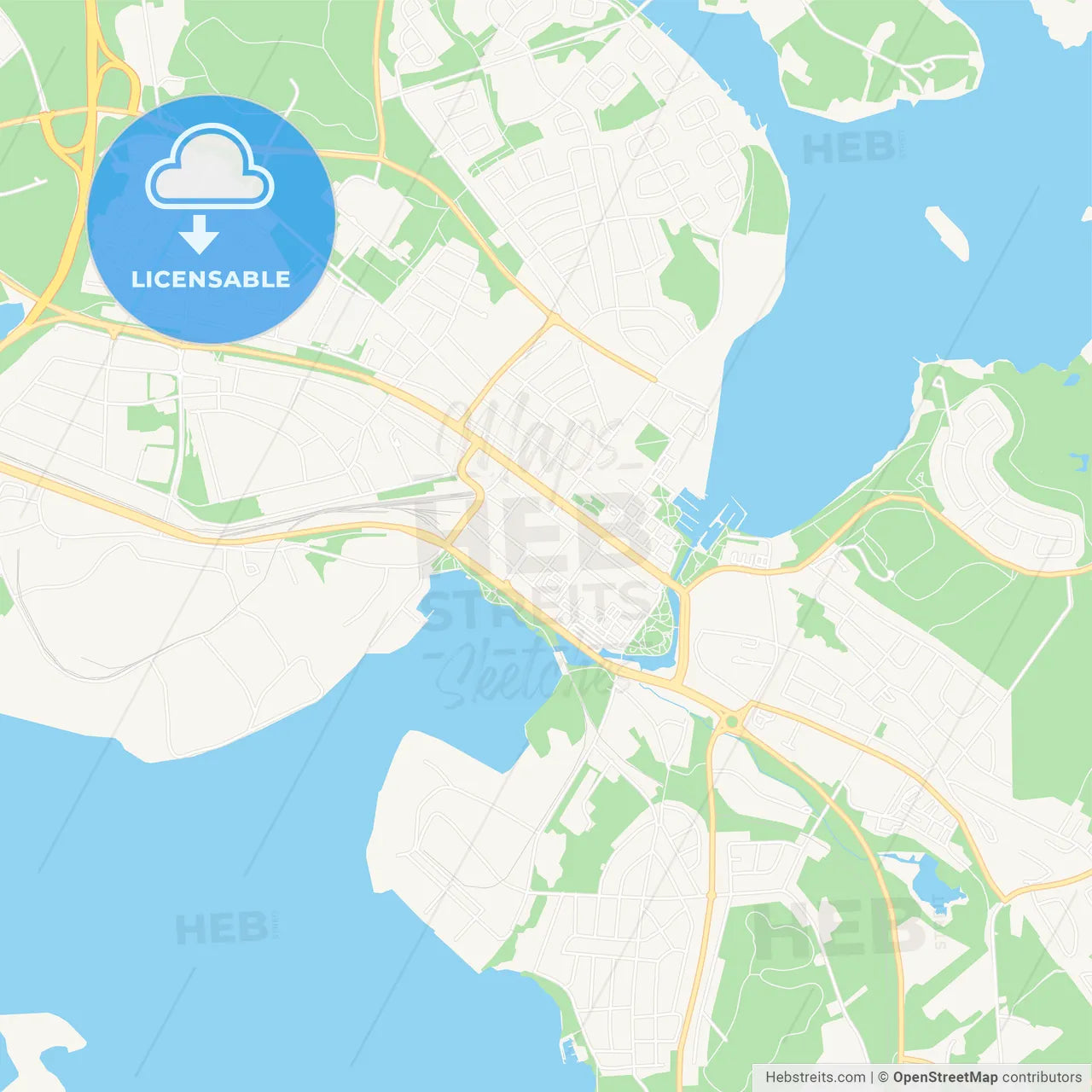 Pitea, Sweden Vector Map - Classic Colors