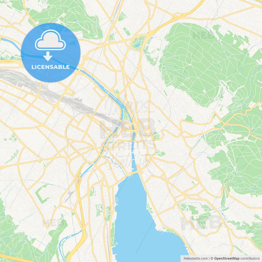 Zurich, Switzerland Vector Map - Classic Colors