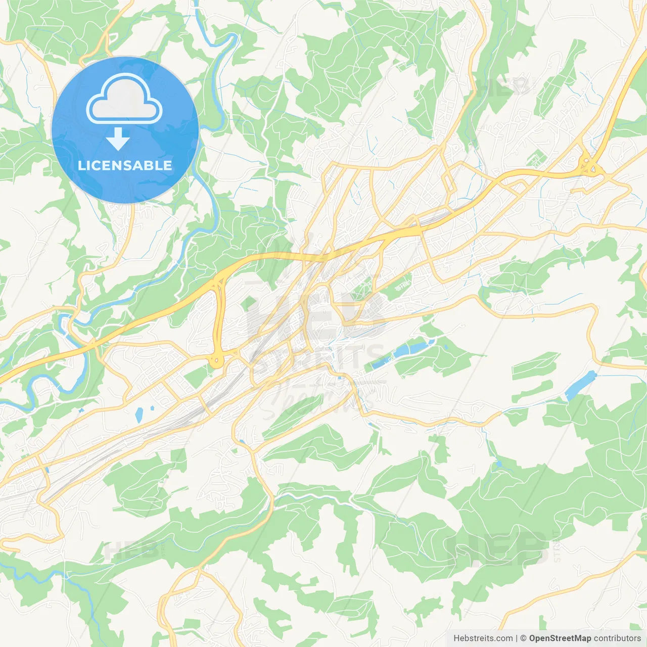 St. Gallen, Switzerland Vector Map - Classic Colors
