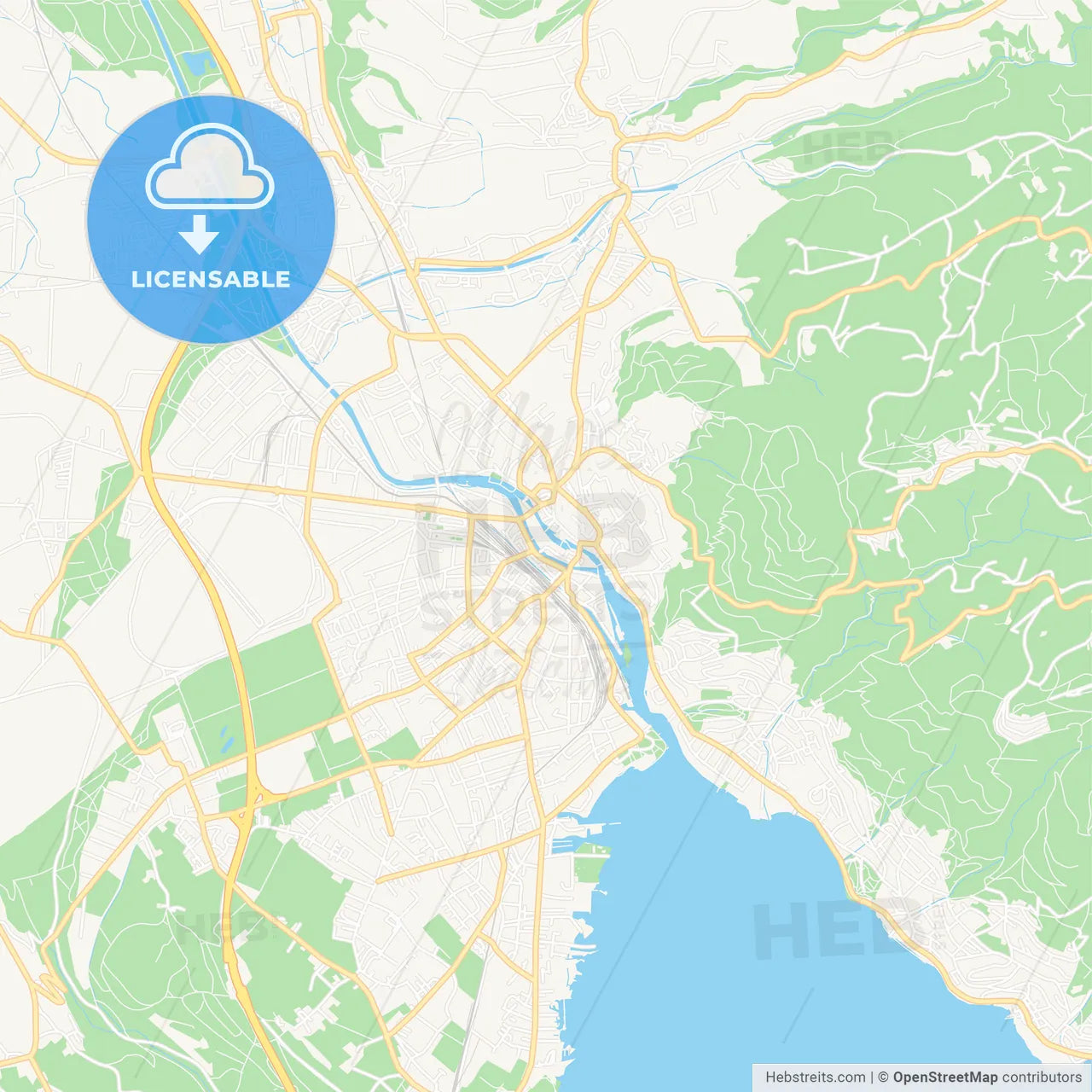 Thun, Switzerland Vector Map - Classic Colors