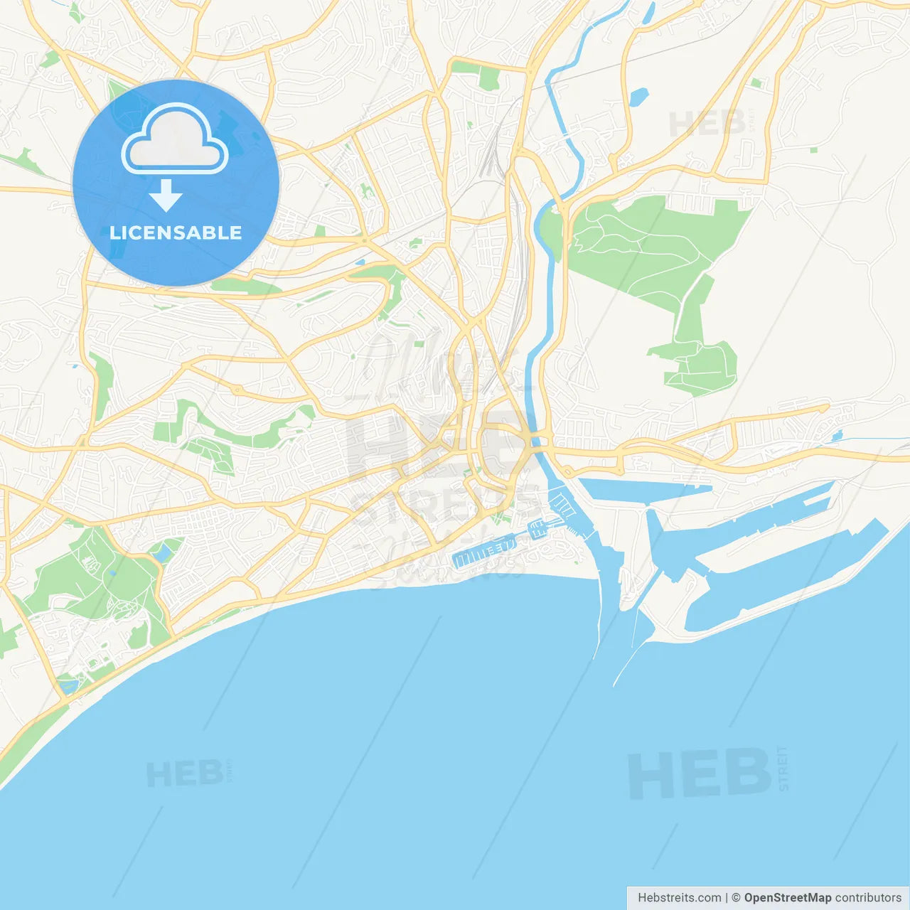 Swansea, Wales Vector Map - Classic Colors