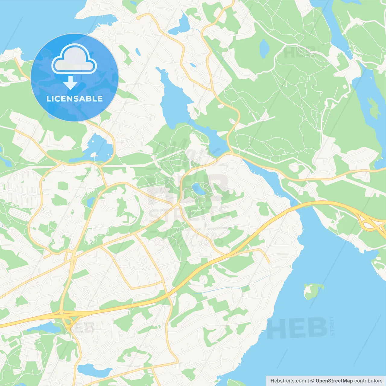 Boo, Sweden Vector Map - Classic Colors