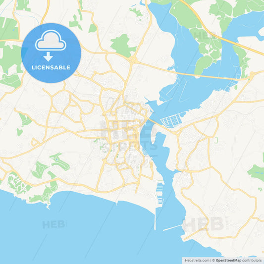 Portimao, Portugal Vector Map - Classic Colors