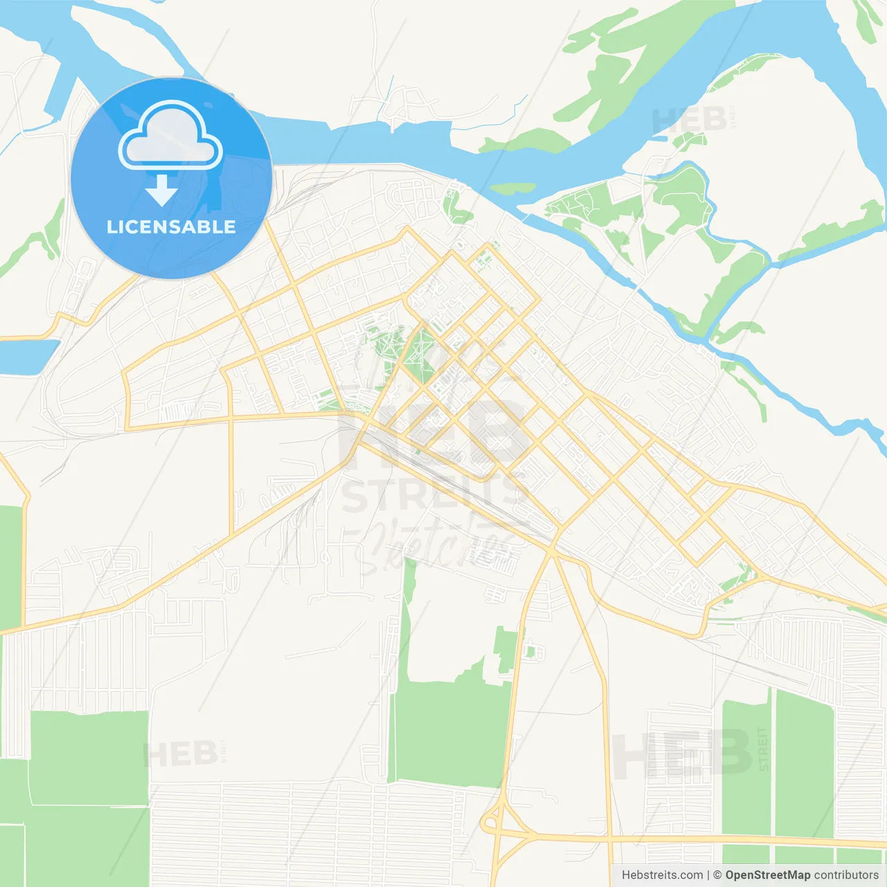 Azov, Russia Vector Map - Classic Colors