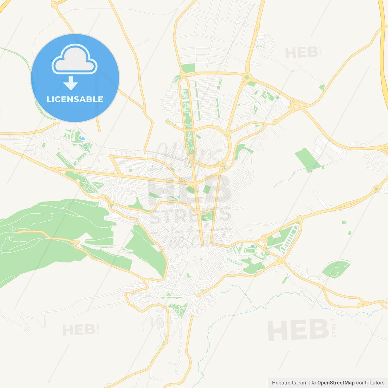 Jaen, Spain Vector Map - Classic Colors