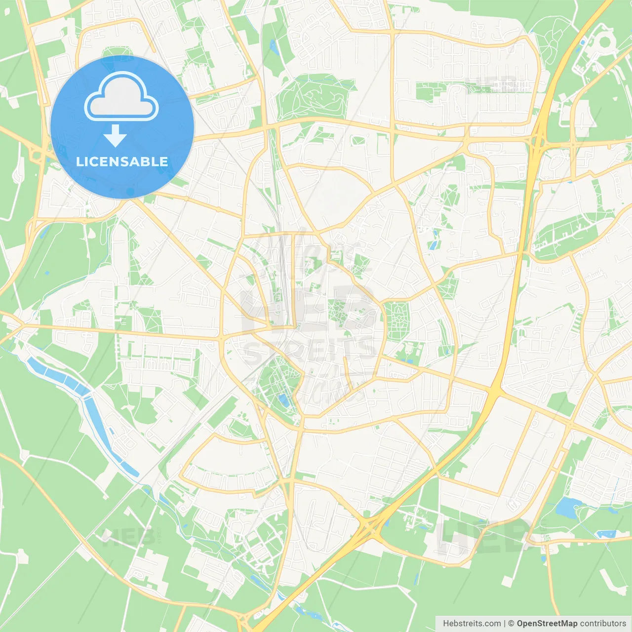 Lund, Sweden Vector Map - Classic Colors