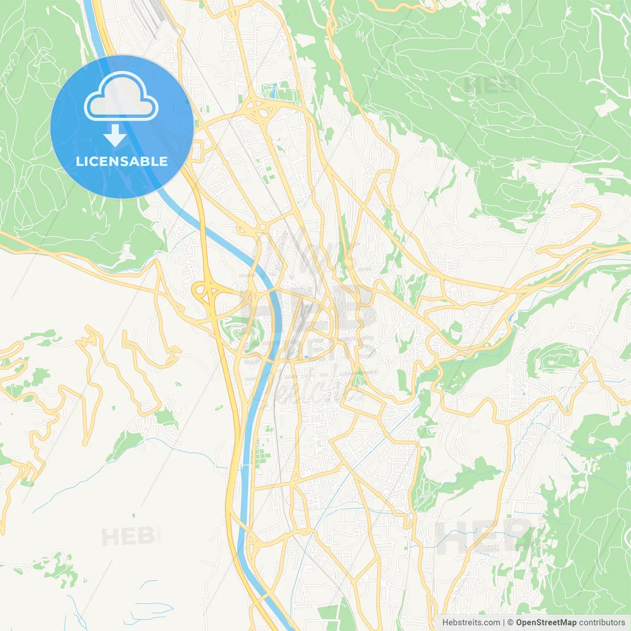 Trento, Italy Vector Map - Classic Colors