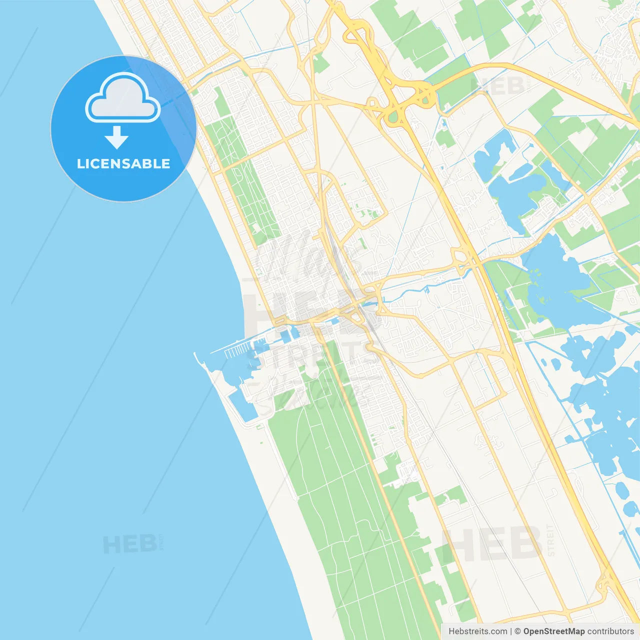 Viareggio, Italy Vector Map - Classic Colors