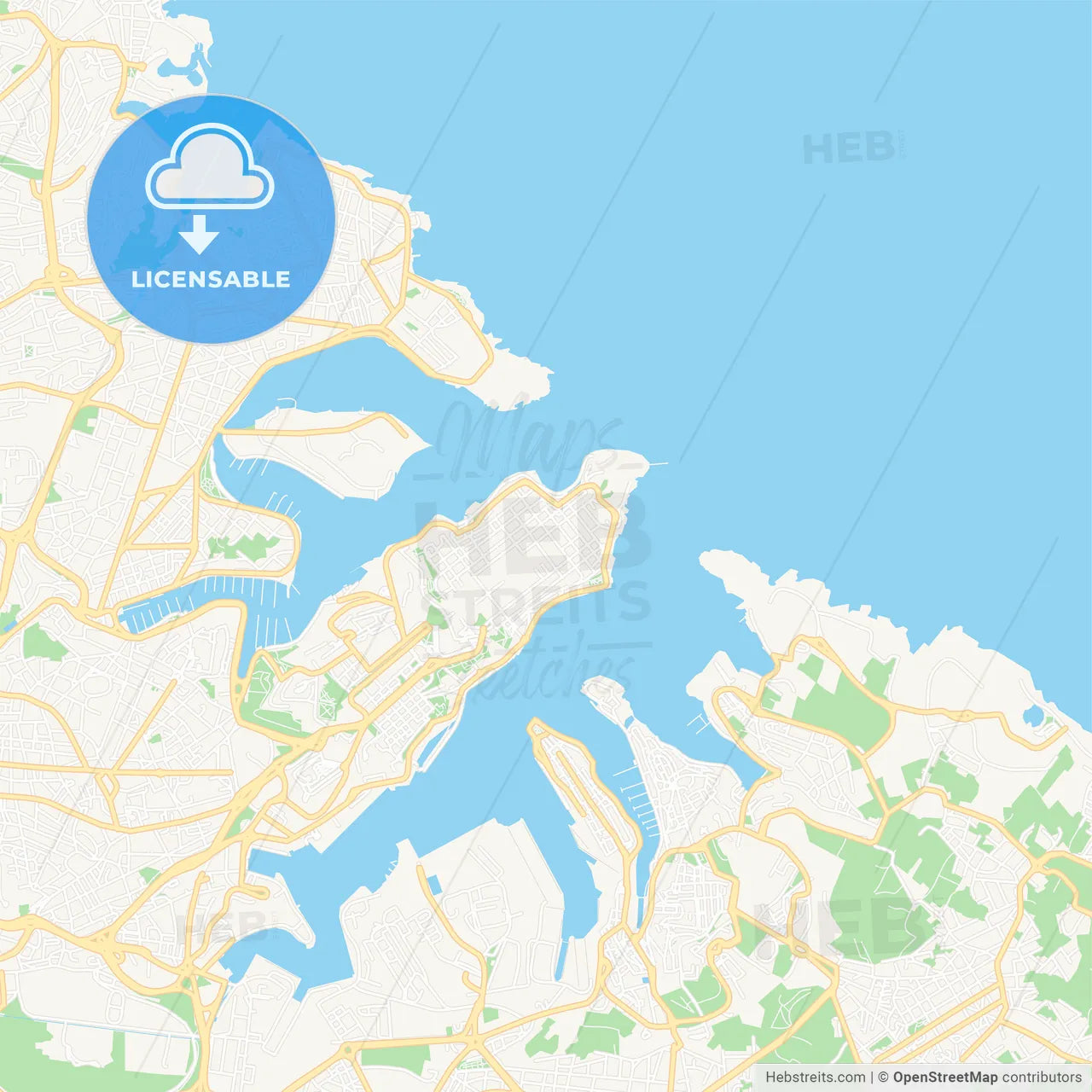 Valletta, Malta Vector Map - Classic Colors